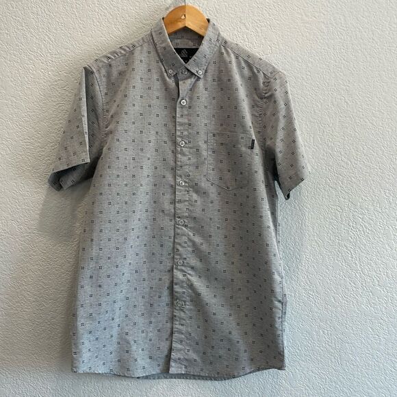 Molokai Surf Co Short Sleeve Gray Patterned Button Down Shirt Size Medium - Picture 1 of 9